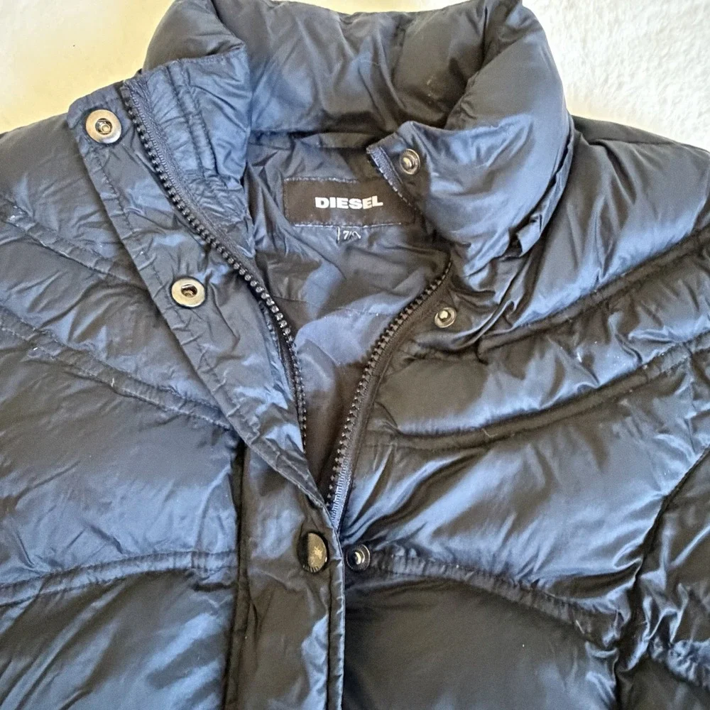DIESEL Girls Sz 7S Black Down Puffer Coat- No Hood